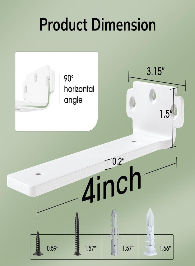 VANCASTLE Shelf Brackets, Floating Shelf Bracket 6 Pack 4 Inch, Heavy Duty Shelf Brackets 160 lbs Load Capacity, Metal L Brackets for Shelve with 1/5 Inch Thicked Novel Shape, Brackets for Wood Shelves, White - Image 2